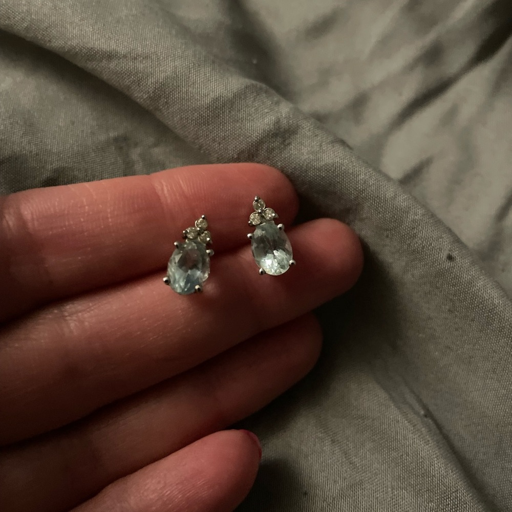 Chic Silver and Light Blue Teardrop Earrings